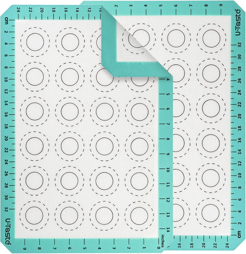 U-Taste 446ºF Heat Resistant Macaron Silicone Baking Mat, Non Stick Reusable Cookies Pastry Sheet Liner with Edge Enhancement Circle Measurement (...